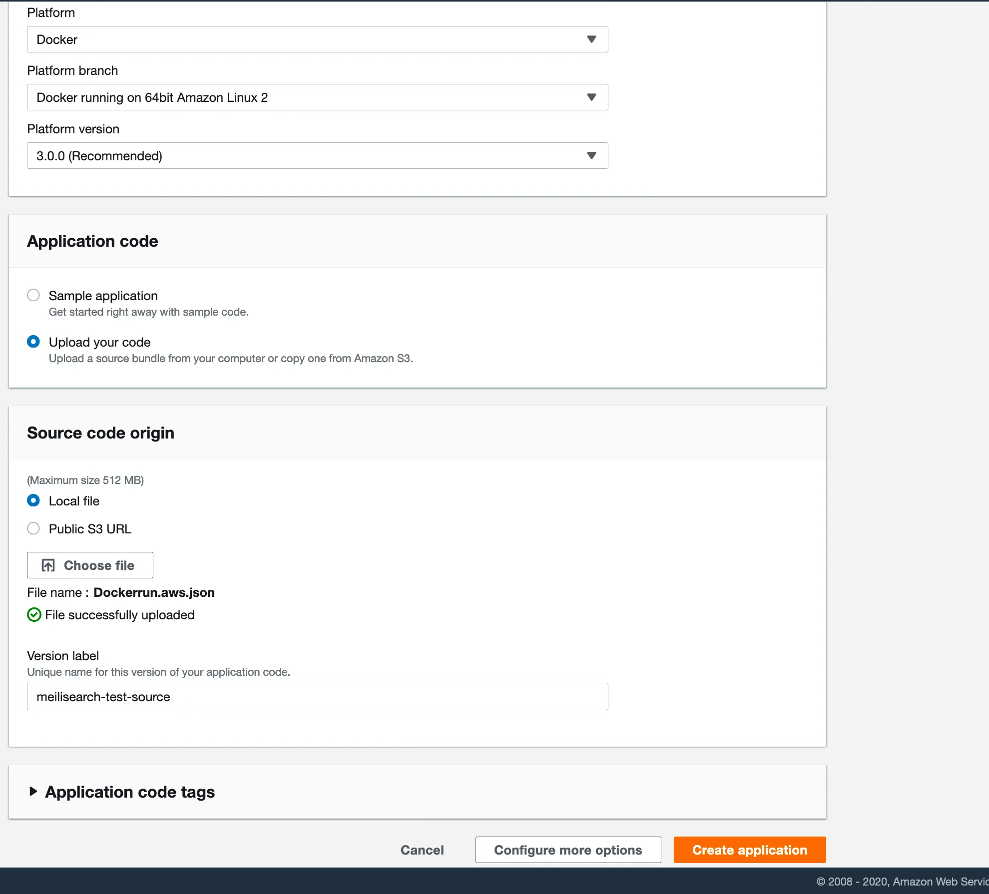 Screenshot of AWS