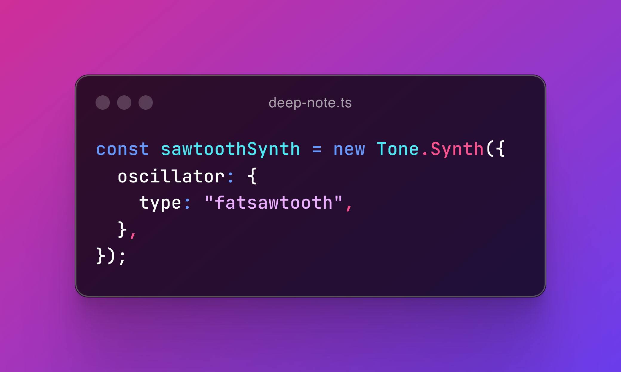 Tone.js is a powerful framework for creating interactive music in the browser. It provides an elegant API for dealing with audio signals, synthesizers